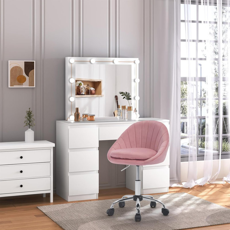 Chartrand Velvet Office Chair, Pink