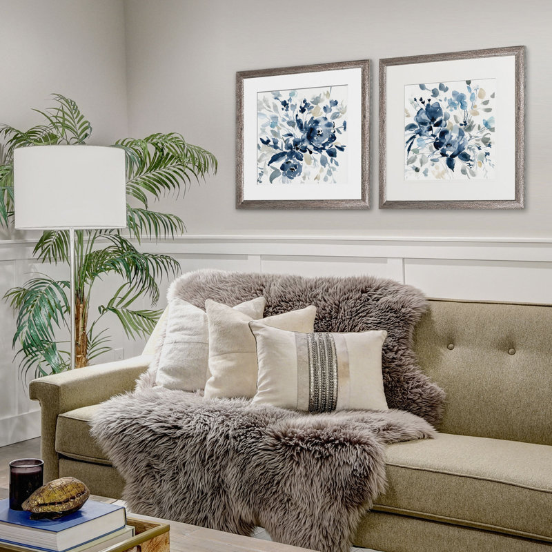Indigo Garden' 2-Piece Painting Print Set, Brown