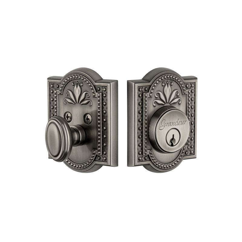 Parthenon Single Cylinder Deadbolt, Antique Pewter