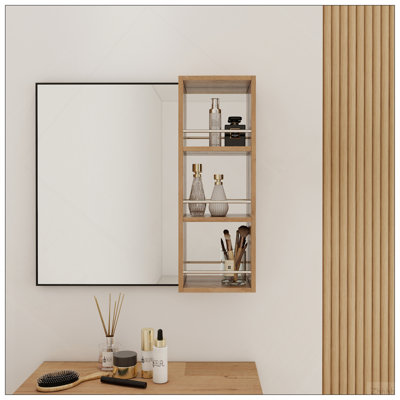 10'' Wall Mounted Mirror Cabinet,Bathroom Mirror Cabinet with Storage without door,Plywood(MC250GIMO)(Mirror Cabinet Only, Without Black Aluminum Frame Mirror )