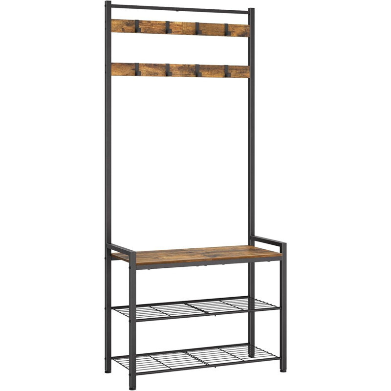 Coat Rack With Shoe Bench, Entryway Bench With Shoe Storage, Multifunctional Entryway Storage Organizer