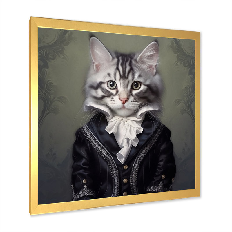 Chat, impression sur toile, Elegant Whiskers, H 30 po x l 30 po x P 1 po, Cadre doré simple