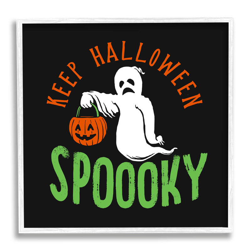 Keep Halloween Spooky Trick at-142, H 24 po x l 24 po x P 1,5 po, Giclée encadrée blanc bord de mer