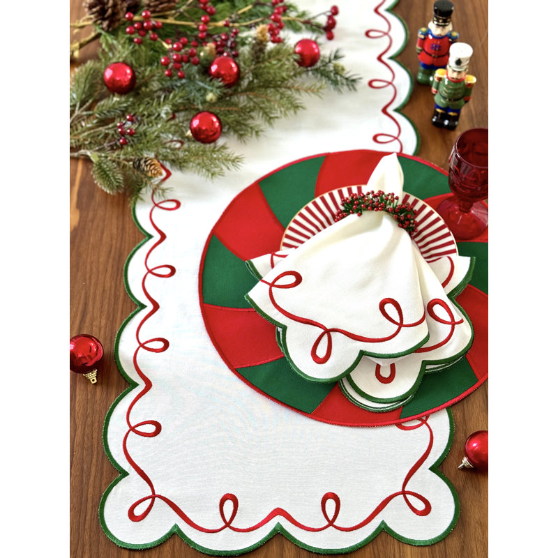 Ribbon Twirl Table Runnner, White