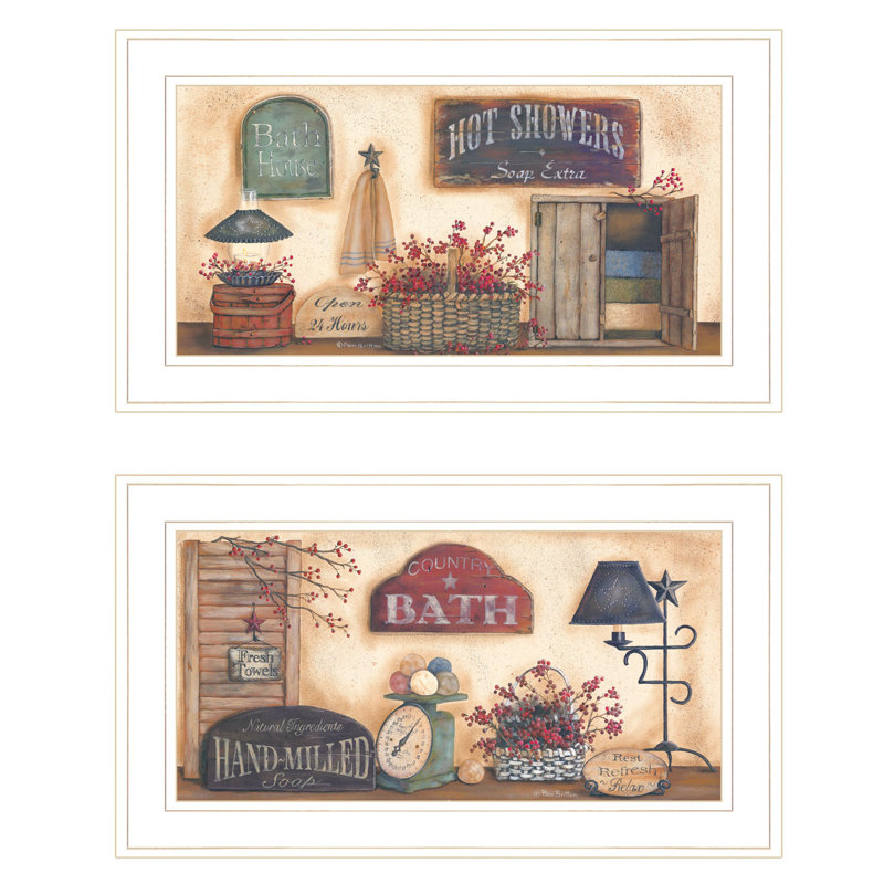 Vignette 2 pièces "Bath Collection" par Pam Britton, cadre blanc