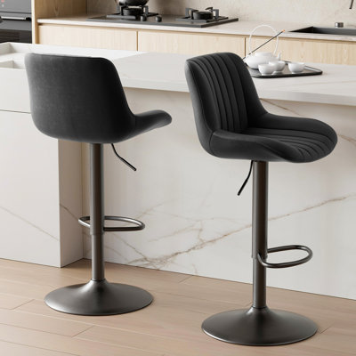 Swivel Upholstered Adjustable Height Bar Stool