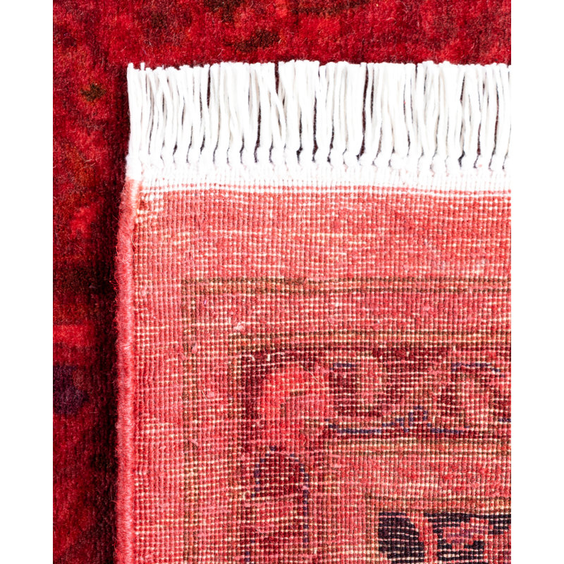 Overdyed Hand-Knotted Wool Modern-Contemporary Red Runner 2' 6" x 12' 3"