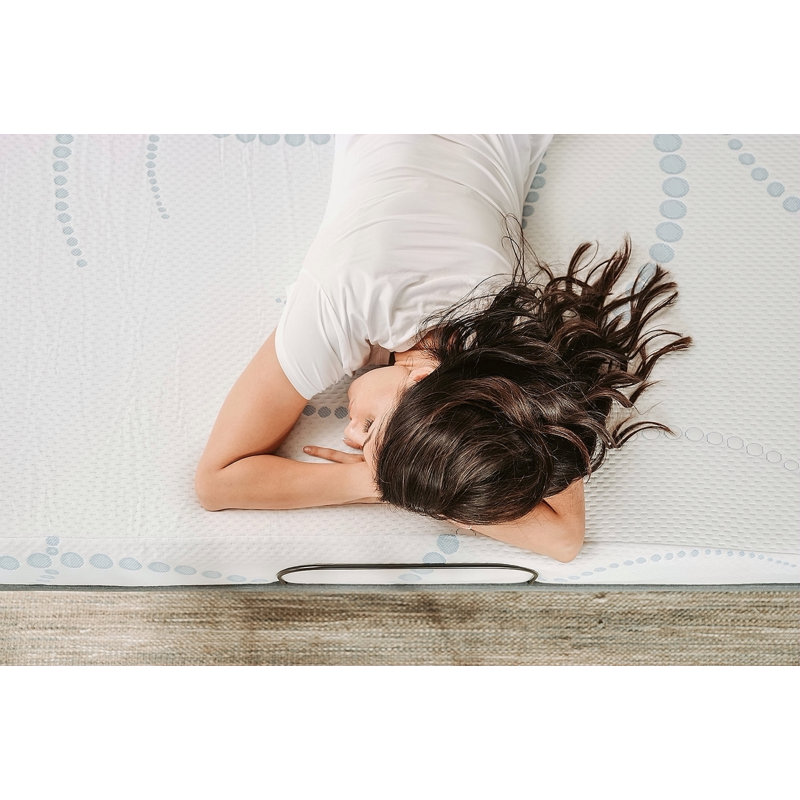 Matelas en mousse viscoélastique Omne Sleep - blanc / bleu clair, Lit simple