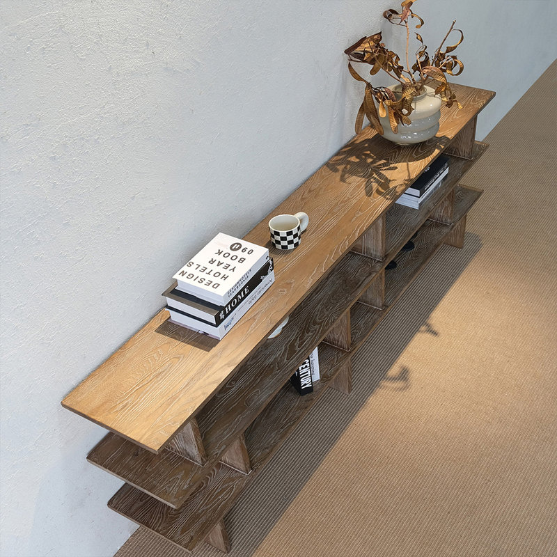 Light Brown Solid wood Rectangular Console Table, 31.5" H x 55.12" W x 11.81" D