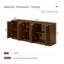 Buffet en noyer grain de bois - Armoire de rangement à 6 portes avec poignées dorées-1608446493