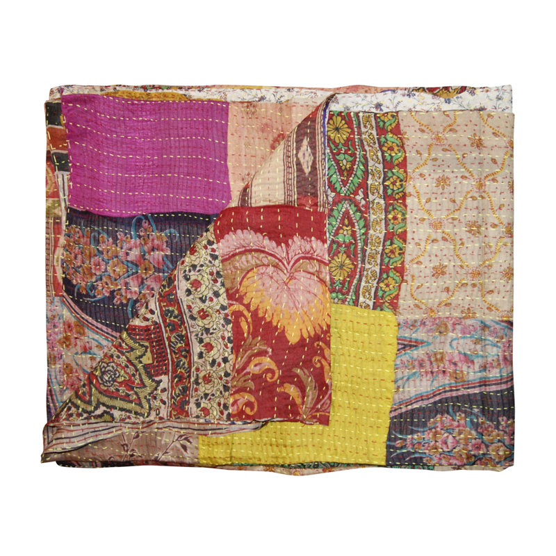 Kantha Quilted Throw Blanket