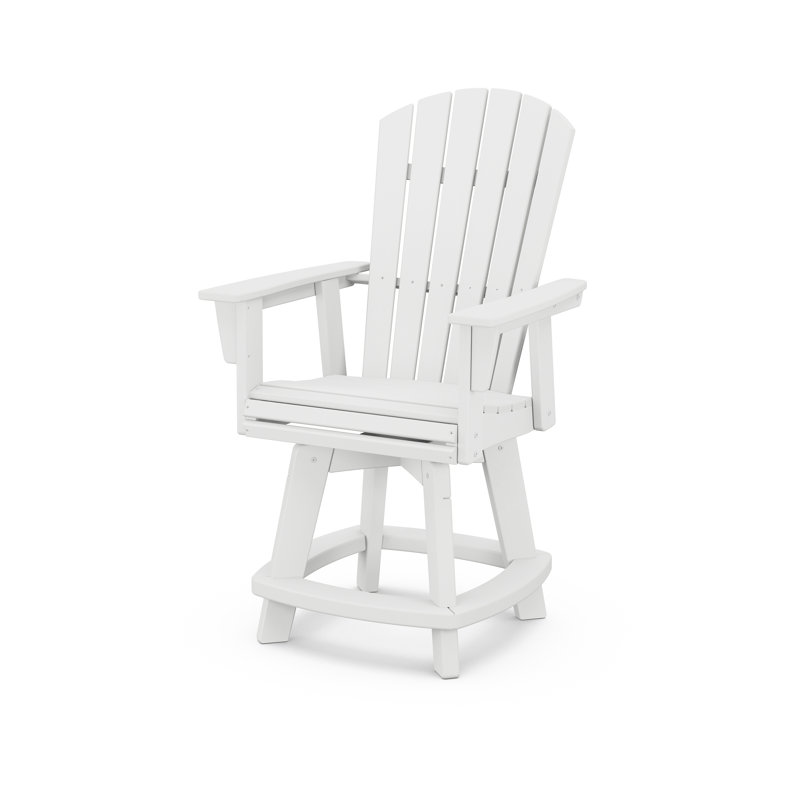 Chaise de comptoir pivotante Nautical Curveback Adirondack, 23,25 po, Blanc