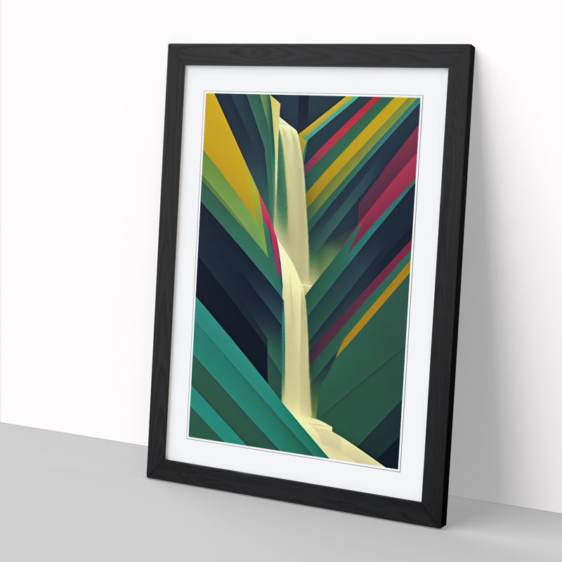 Waterfall Abstract Vol.1 - Single Picture Frame Print, 34cm H x 25cm W x 2cm D, Oak