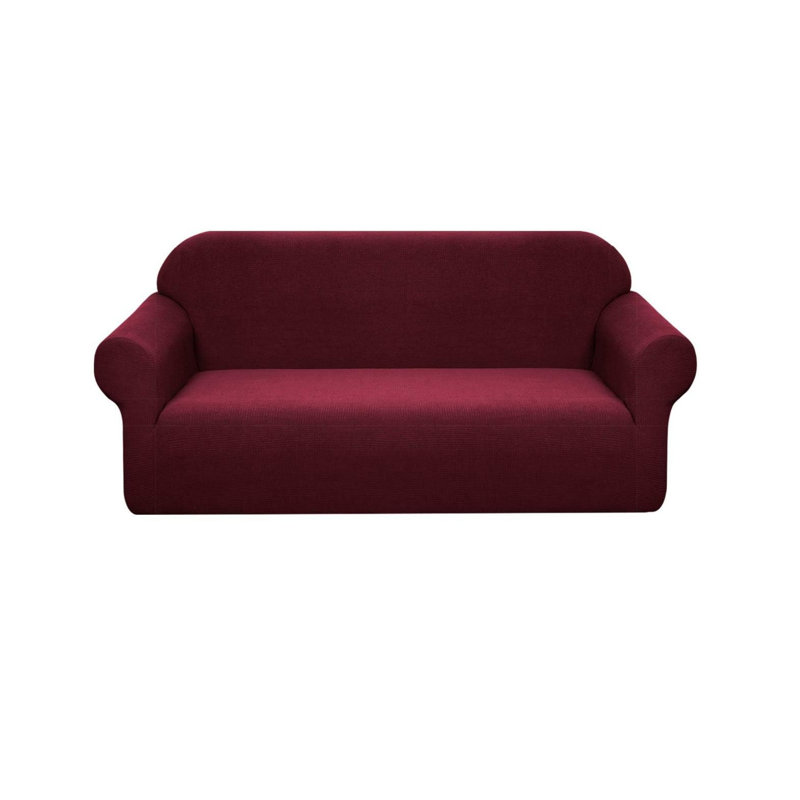 Box Cushion Sofa Slipcover, Wine Red