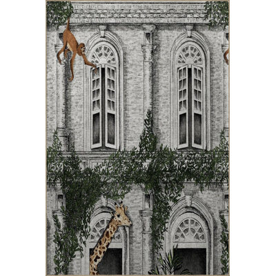 Zoo-Themed Monkey and Giraffe Patterned Modern Decorative Rug