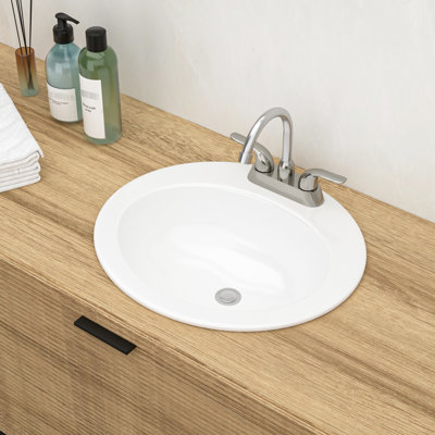 Lavabo de salle de bain ovale encastré en céramique 20 po x 18 po blanc - moderne, élégant, teinté - pour de multiples réglages, élégant, teinté - pour différentes utilisations