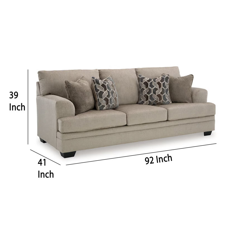 Canapé Ead, 4 coussins décoratifs, polyester, résistant à l'affaissement, Taupe