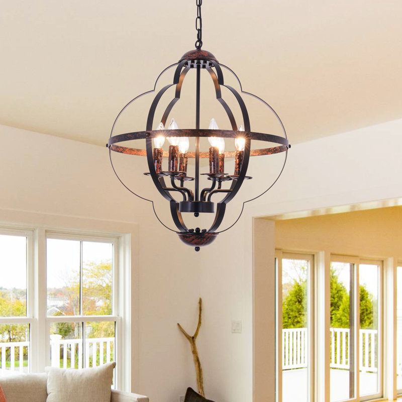 6 - Light Dimmable Geometric Chandelier