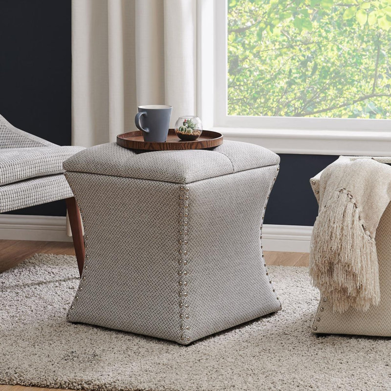 Arkadelphia Upholstered Ottoman, Gray