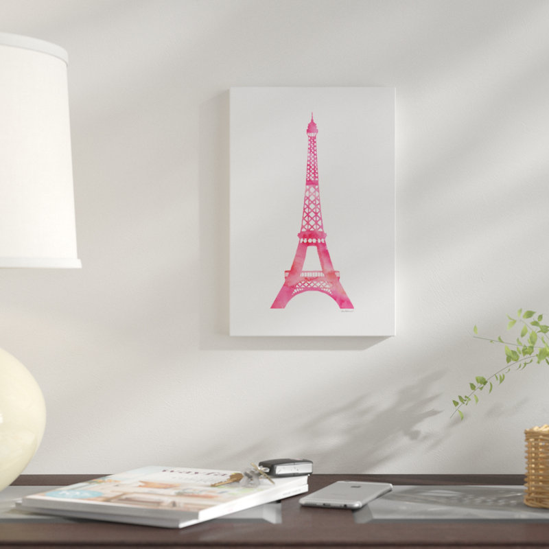 « rose eiffel tour », impression sur toile, H 26 po x l 18 po x P 1,5 po, Toile tendue, Pas de tapis