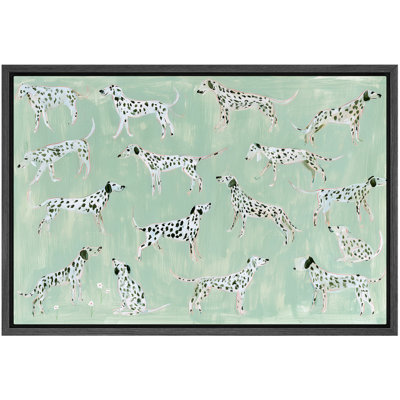 Dalmatian Dog Pattern Artwork, Living Room Pictures, Framed Canvas Giclee Print Wall Art - 16"x24"