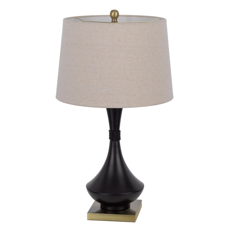 Adjustable Black Metal Table Lamp Set with Linen Shades