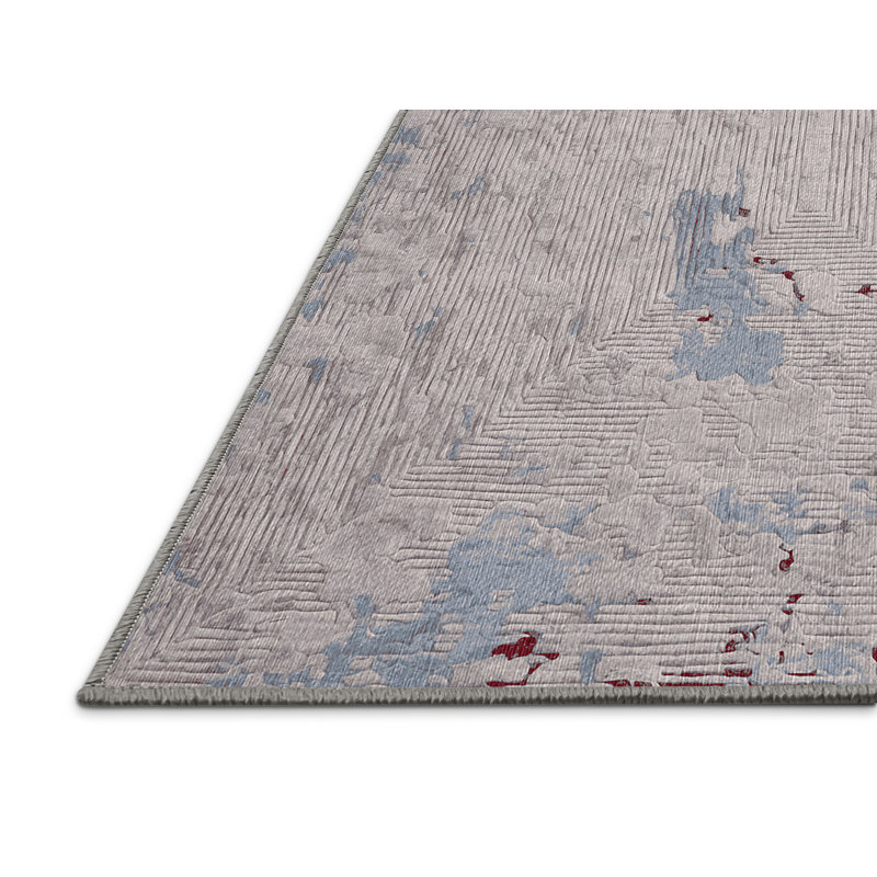 Machine Washable Gray Area Rug, Rectangle 7' x 9'