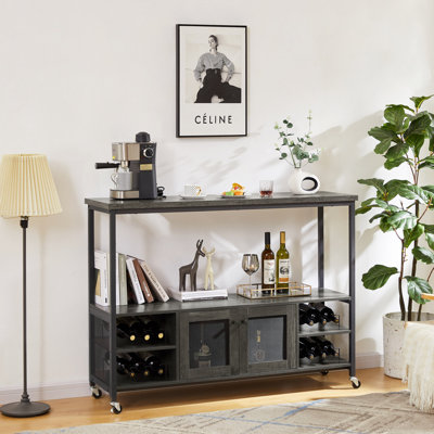 Yairis 54.11" Wine Bar Cabinet Console Table Sideboard with Storage Compartment