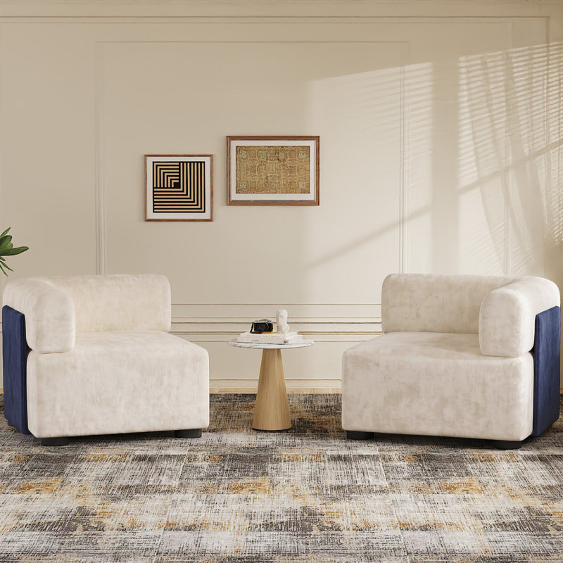 Modern 176cm 2-seater Chenille Sofas No Tool Assembly Required Sectional Sofa, Beige