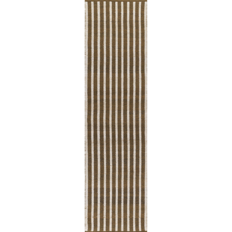 Tapis d'extérieur brun rayé en PET tissé à la main 2 pi 3 po x 8 pi Momeni Caicos, Tapis de couloir 2 pi 3 po x 8 pi
