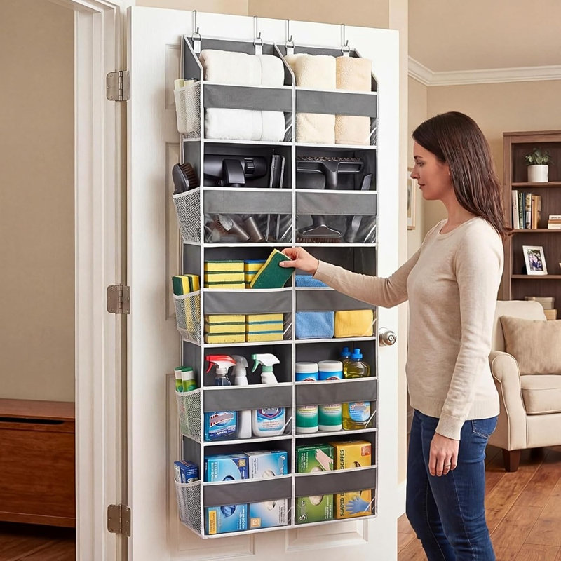 Rangement à 5 niveaux au-dessus de la porte - Très grand rangement avec 10 compartiments, garde-robe robuste et rangement de pièce