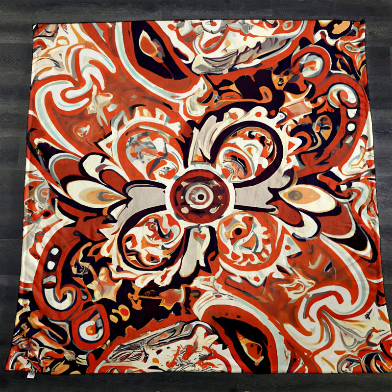 Throw Blanket, 51" W x 60" L, Marble/Abstract, Orange/Red/White