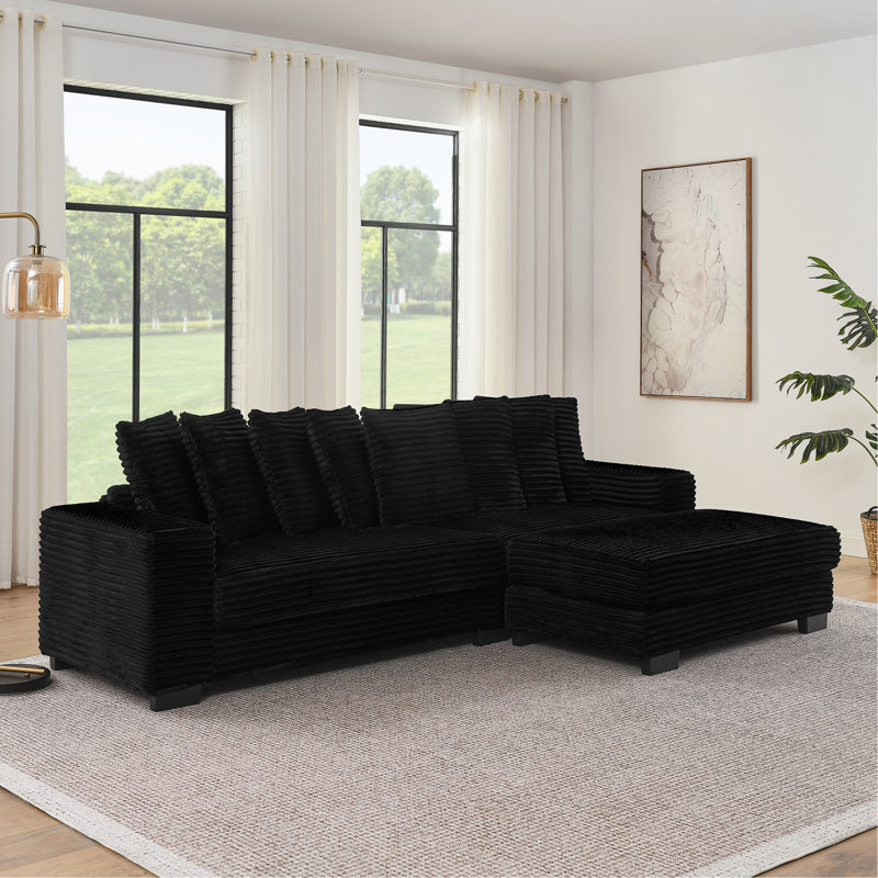 Canapé modulaire rembourré, canapé modulaire en L pour l'intérieur, Noir