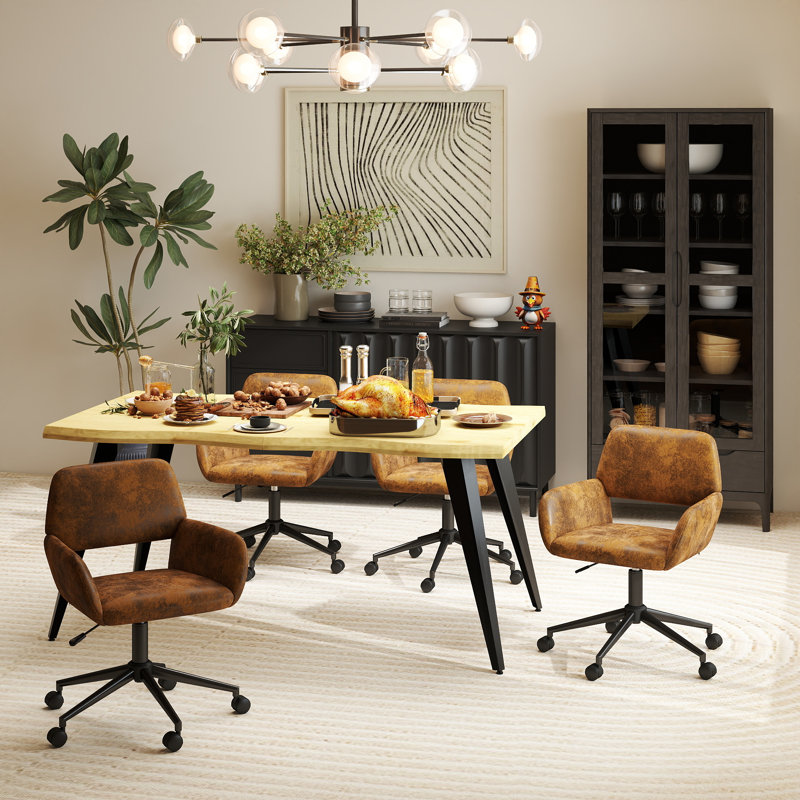 ROSS 4-Person Four Leg Modern Dining Set, Natural, Brown