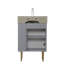 Meuble-lavabo à tablettes ouvertes de 21,6 po avec évier en céramique, porte à fermeture douce, armoire de rangement à tablettes ouvertes sur le côté droit, assemblage requis, gris GF-24VB06-21MGR