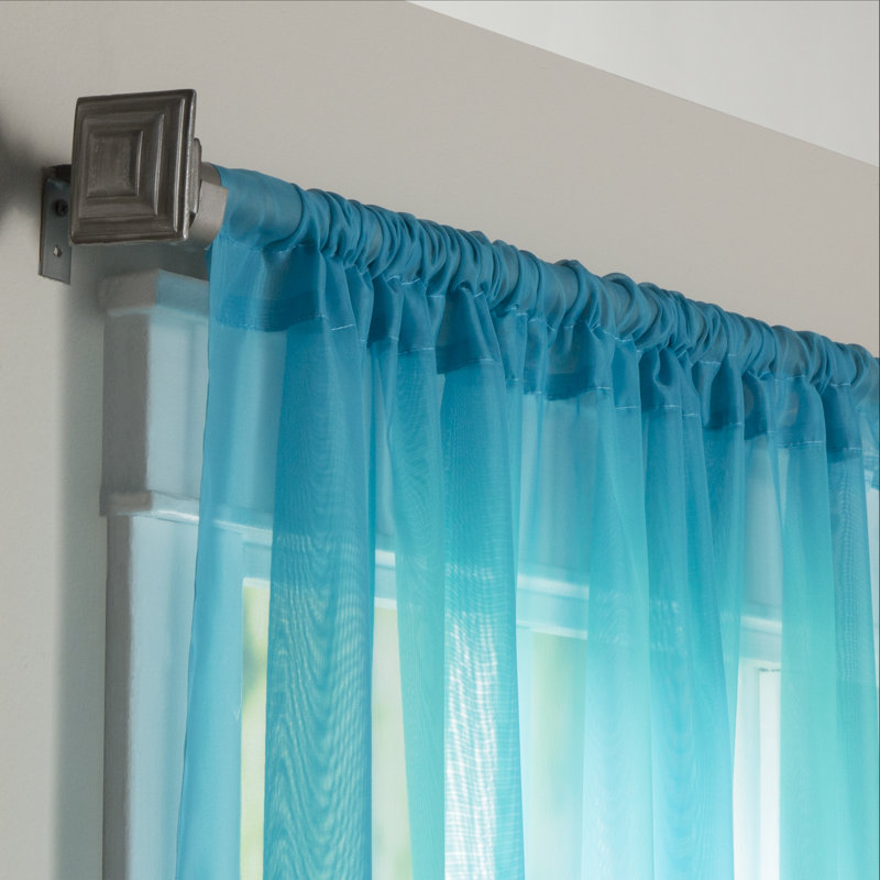 Kober Sheer Curtain Panel Pair, Turquoise, 59"W x 84"L