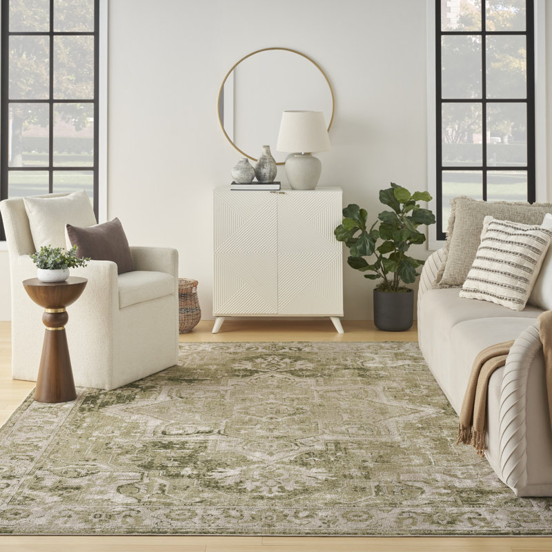 Haydel Machine Washable Area Rug in Ivory, Rectangle 7'10" x 10'