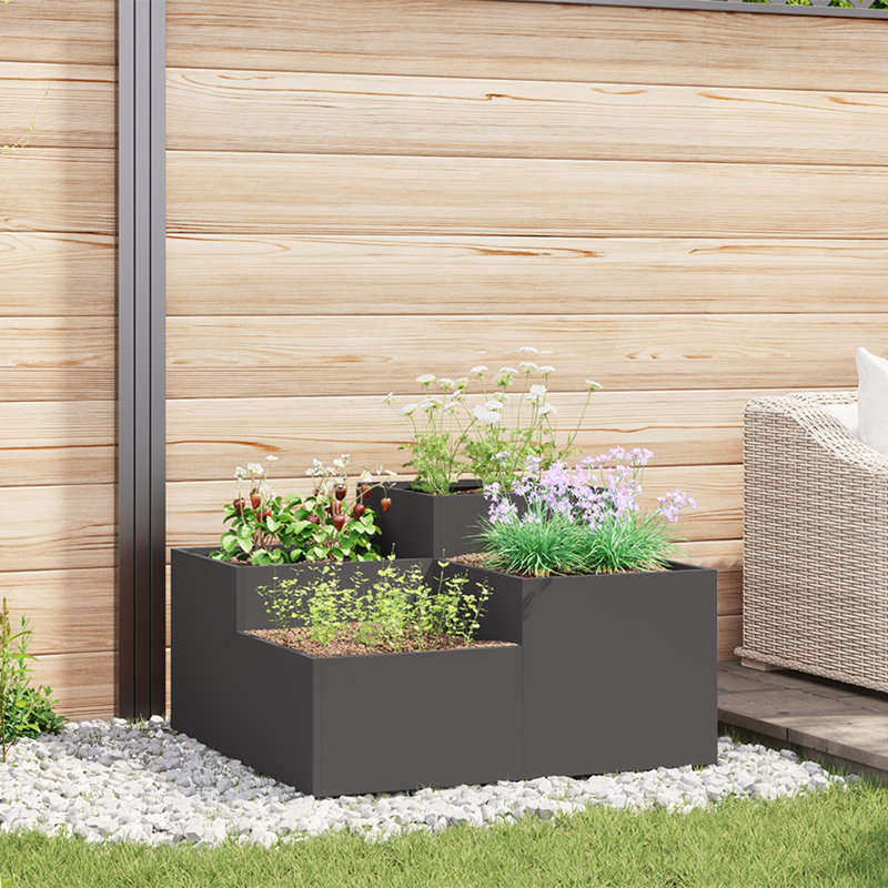 Planter Box, 48cm H x 100cm W x 100cm D, Black