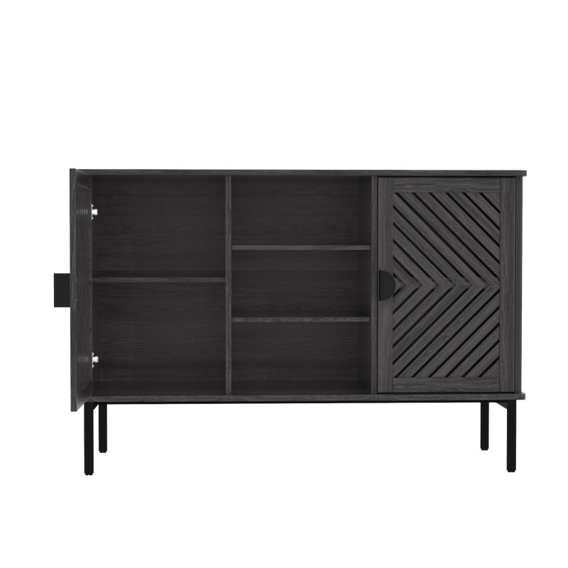 47.24" Sideboard Buffet Cabinet, Chevron Cutout Door Storage Credenza with Adjustable Shelves, Multifunctional Accent Cabinet for Entryway, Dining Room, Living Room TV Console