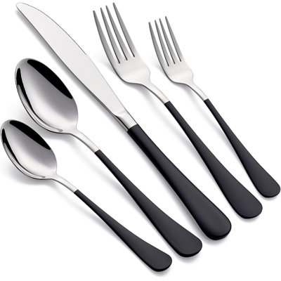20 Piece Black Silverware Set