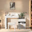 Bureau de coiffeuse 3 en 1 avec miroir rabattable, éclairage à DEL, tiroirs, compartiments de rangement du milieu et tablette à 3 couches-555687962