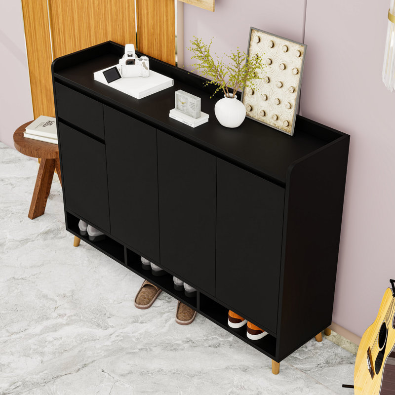 Shoe Cabinet with Adjustable Shelves, Black