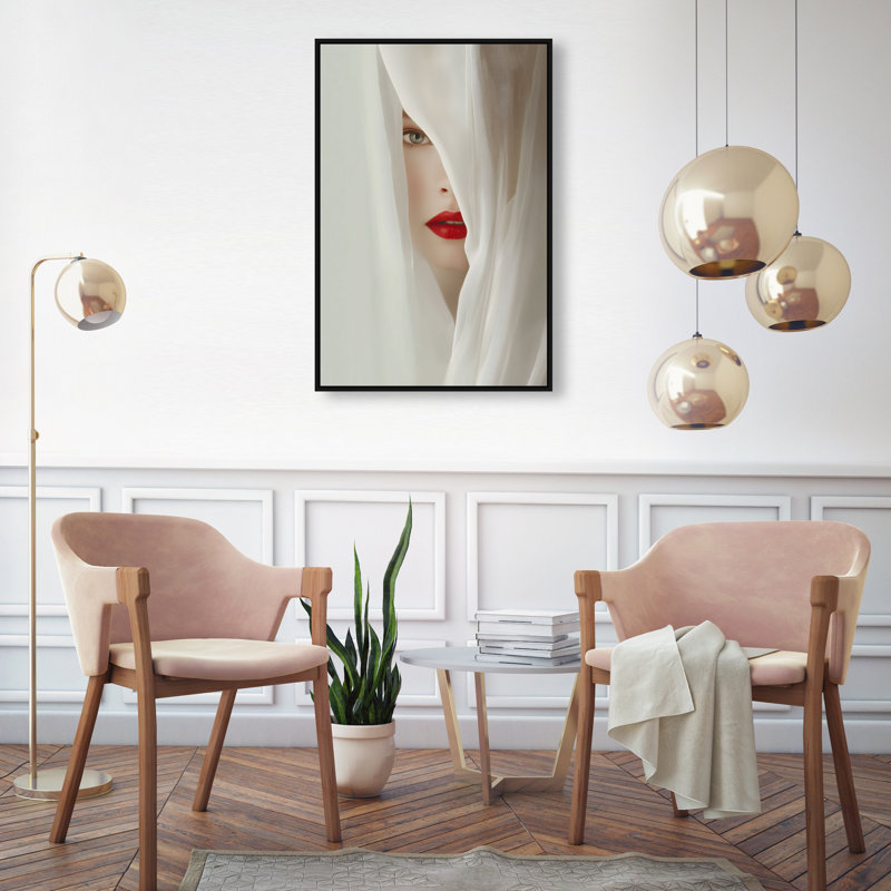 Secret Under Silk Canvas Fashion Print by Oliver Gal, Black Frame, 10 x 15, 46"H x 31"W, Black Floater Frame