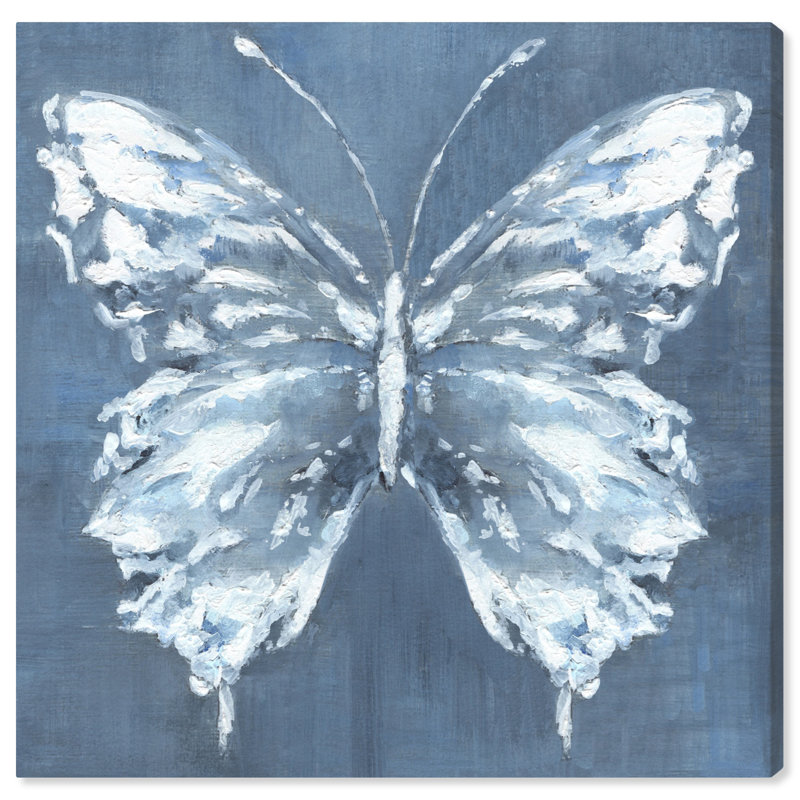 «Blue and White Canvas Butterfly» par Art Remedy, Toile tendue, H 12 po x l 12 po