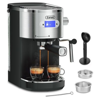 The 2in1 LED Display Screen Espresso Coffee Maker Machine with Brewer  Frother
