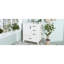 Meuble-lavabo blanc de 30 po avec lavabo en céramique, portes à fermeture douce et armoire de rangement - idéal pour les petits espaces, les solutions polyvalentes, les salles de bain faciles à installer,