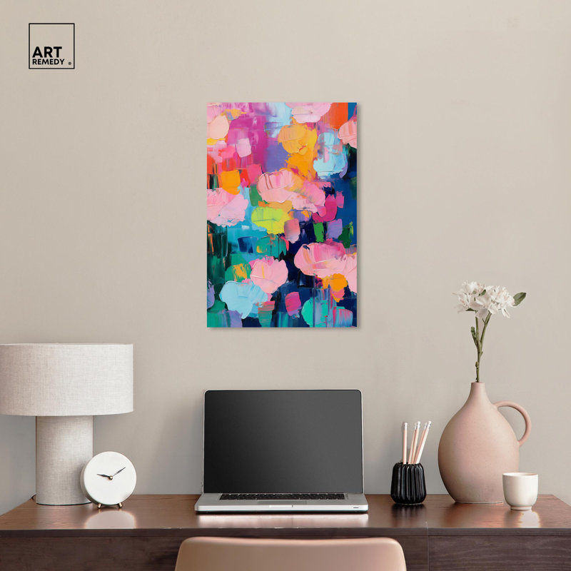 Vibrant Multicolor Abstract Canvas Art, 24" x 16"