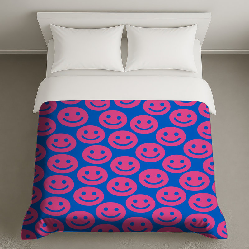 Housses de couette roses à visage souriant, Twin