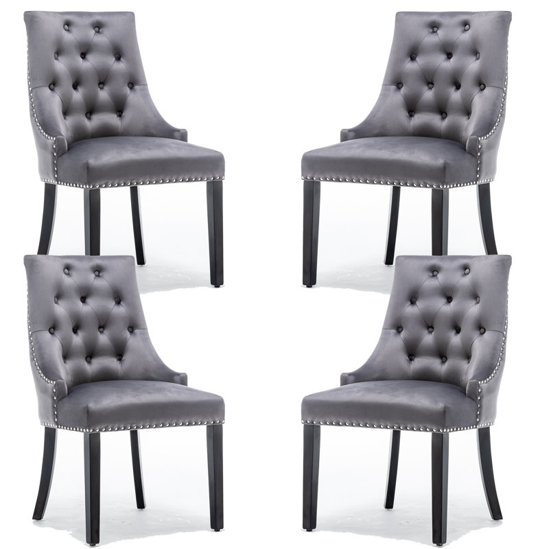Carranza Upholstered Dining Chair, Dark Grey, 4