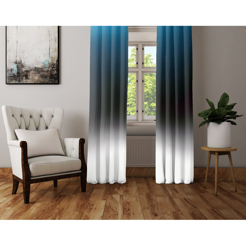 Arnaldo Semi Sheer Curtain Panel Pair, Blue/Gray/White, 40" W x 82" L